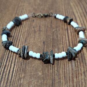 White and Black Beaded Bracelet,  Handmade Men's Bracelet